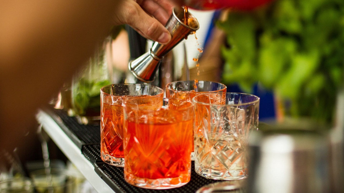 Professional bar service set up for a company holiday celebration